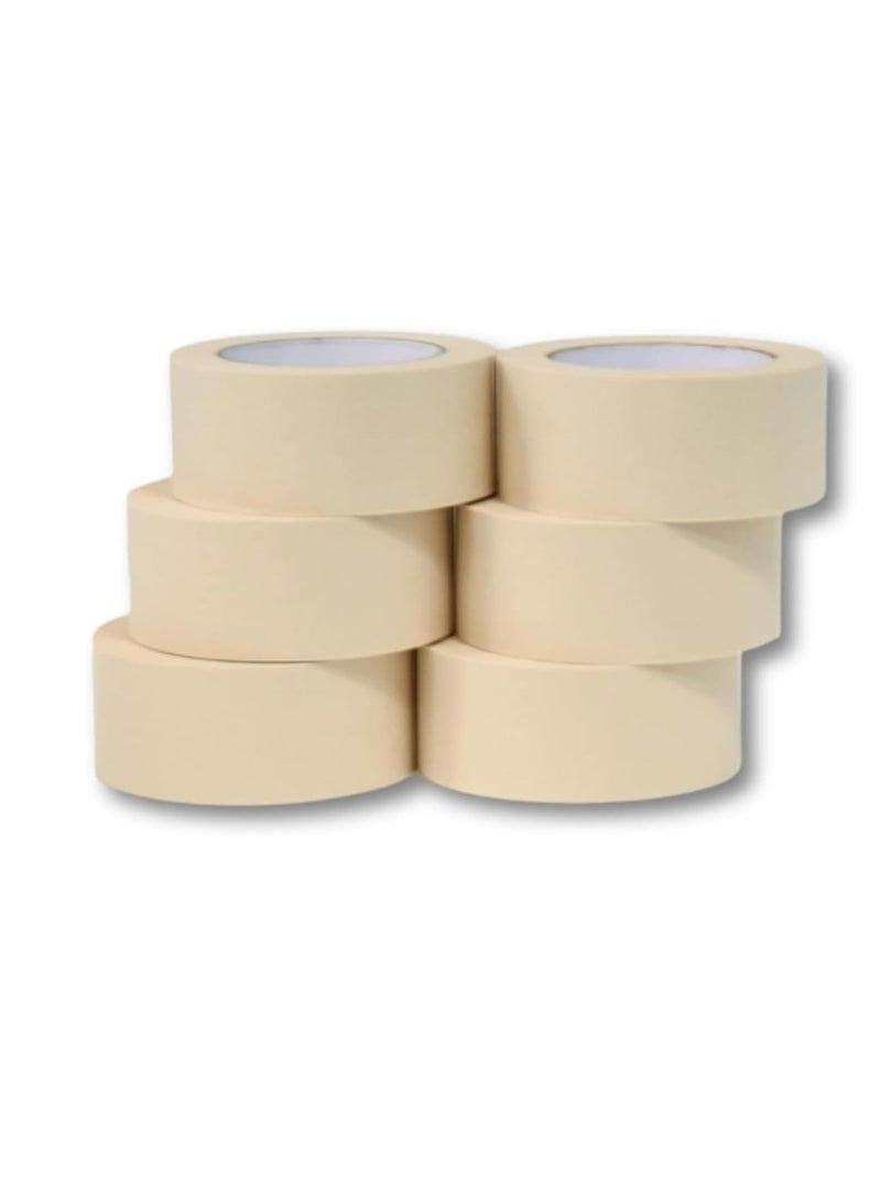 Generic Masking Tape 2 inch x 20 yards Beige Strong Adhesive Tape for Painting, Decorating, DIY Home, Office, School Stationery, Arts, DIY Crafts etc [6 Rolls]  - Image 1
