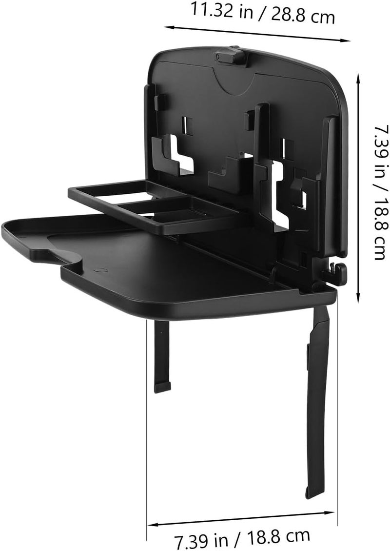 Multifunctional Car Rear Tray with Cup Holder, Medium Black Auto Drink Holder Organizer for Back Passenger Storage and Travel Accessories - Image 2