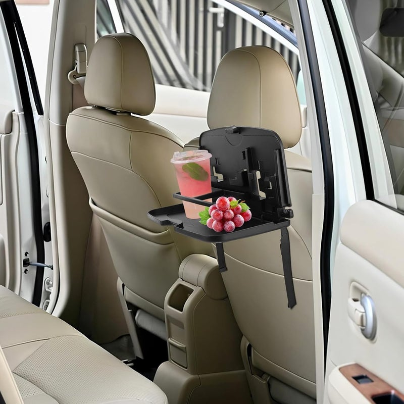 Multifunctional Car Rear Tray with Cup Holder, Medium Black Auto Drink Holder Organizer for Back Passenger Storage and Travel Accessories - Image 5