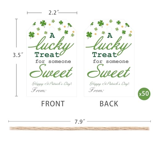 Aukolass 50pcs St. Patrick's Day Gift Tags, A Lucky Treat for Someone Sweet Tags for School Classroom and Teacher Kids (Sweet) - Image 2