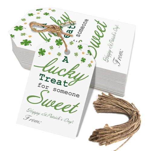 Aukolass 50pcs St. Patrick's Day Gift Tags, A Lucky Treat for Someone Sweet Tags for School Classroom and Teacher Kids (Sweet) - Image 1