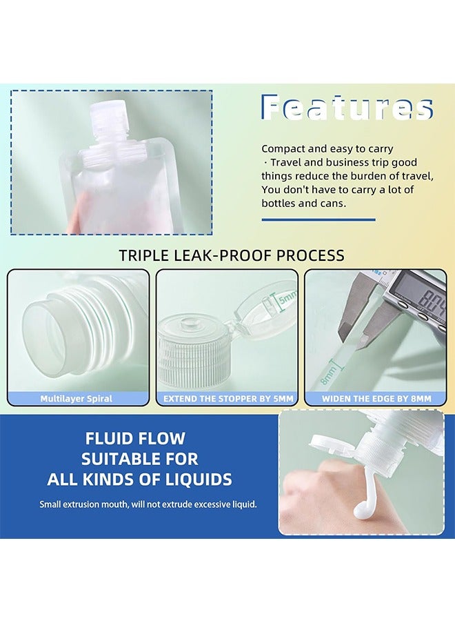 15 PCS 30/50/100ml Travel Refillable Empty Squeeze Pouch With Lables Kit,Portable Liquid Packing Bags ,Leakproof Cosmetic Containers Travel Lotion - Image 2