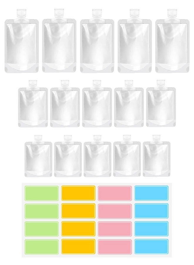 15 PCS 30/50/100ml Travel Refillable Empty Squeeze Pouch With Lables Kit,Portable Liquid Packing Bags ,Leakproof Cosmetic Containers Travel Lotion - Image 1