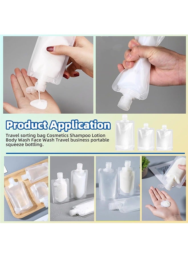 15 PCS 30/50/100ml Travel Refillable Empty Squeeze Pouch With Lables Kit,Portable Liquid Packing Bags ,Leakproof Cosmetic Containers Travel Lotion - Image 4