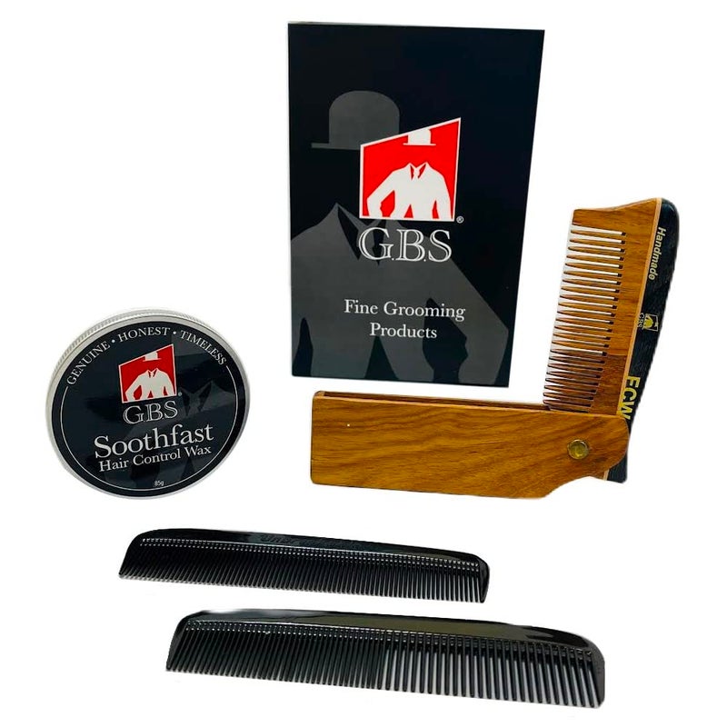 GBS Hair Care Set Unbreakable Course Fine and Fine Comb Course Soothfast Hair Control Wax Jar