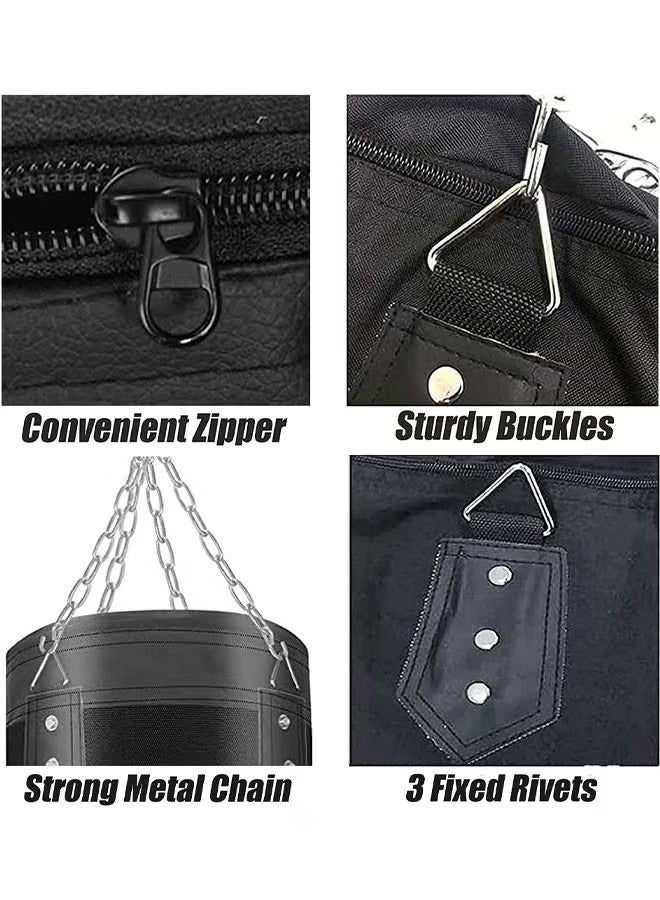 إيليلي مجموعة أكياس ملاكمة للبالغين مع قفازات، أكياس ملاكمة ثقيلة معلقة، كيس ملاكمة فارغ، أكياس رمل للياقة البدنية بطول 100 سم للمنزل والصالة الرياضية - Image 3