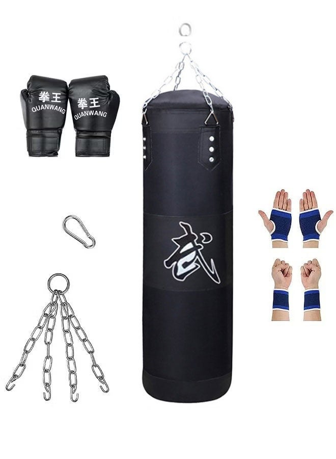 إيليلي مجموعة أكياس ملاكمة للبالغين مع قفازات، أكياس ملاكمة ثقيلة معلقة، كيس ملاكمة فارغ، أكياس رمل للياقة البدنية بطول 100 سم للمنزل والصالة الرياضية - Image 2