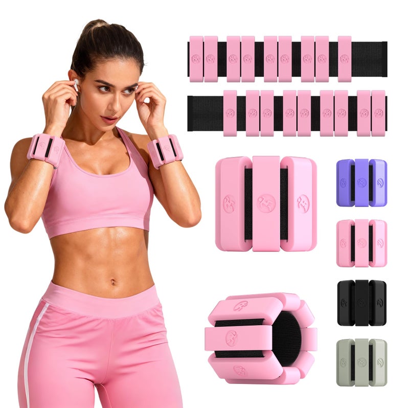 Sonkoloro Adjustable Wrist Weights for Women Men, Leg Weights for Women 0.75lb-1lb Each for Walking, Yoga, Dance, Barre, Gym (Blush, 2.2 lb (2pcs)) - Image 1