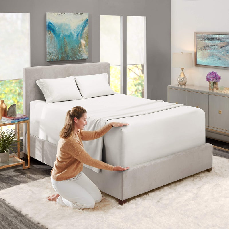 Nestl King Size Sheet Set, 4 Piece Extra Deep Pocket (18-24 inches), Microfiber, Hotel Luxury, Soft, Breathable, Wrinkle-Free, Easy to Care, White - Image 2