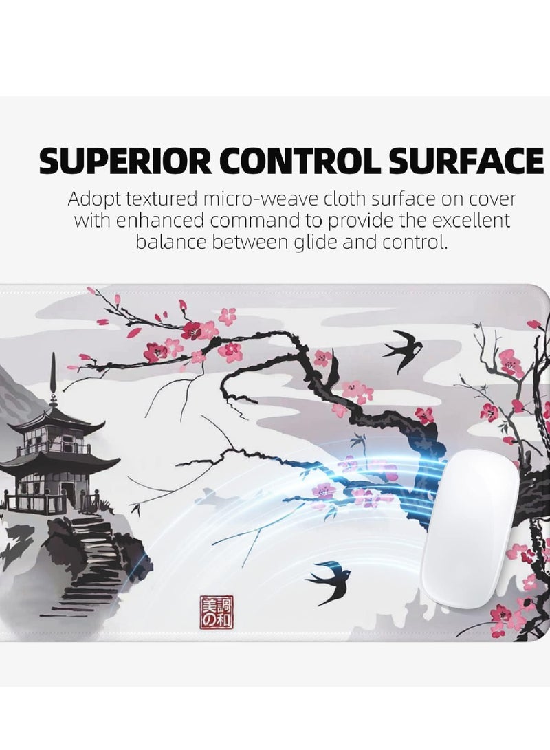 Blossom Mouse Pad (800*300*3mm) Extended Large Mouse Mat Desk Pad Stitched Edges Mousepad Non-Slip Rubber Base Gaming Mouse Pad Office & Home.  - Image 4