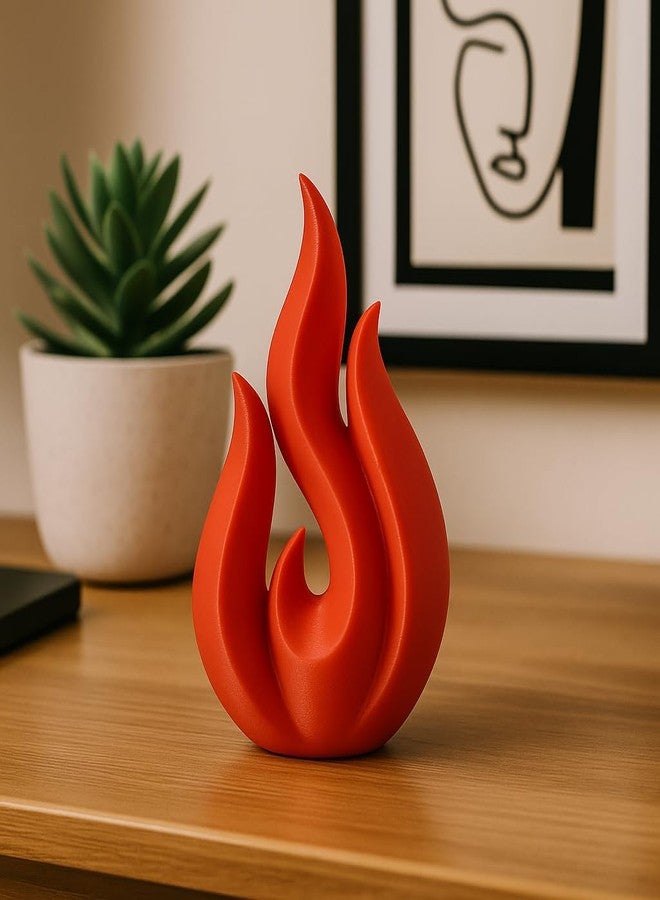 CUBIX3D Red Flame Art Showpiece | Abstract Modern Sculpture for Home & Office Decor | Unique 3D Printed Tabletop Figurine & Gift - Image 3