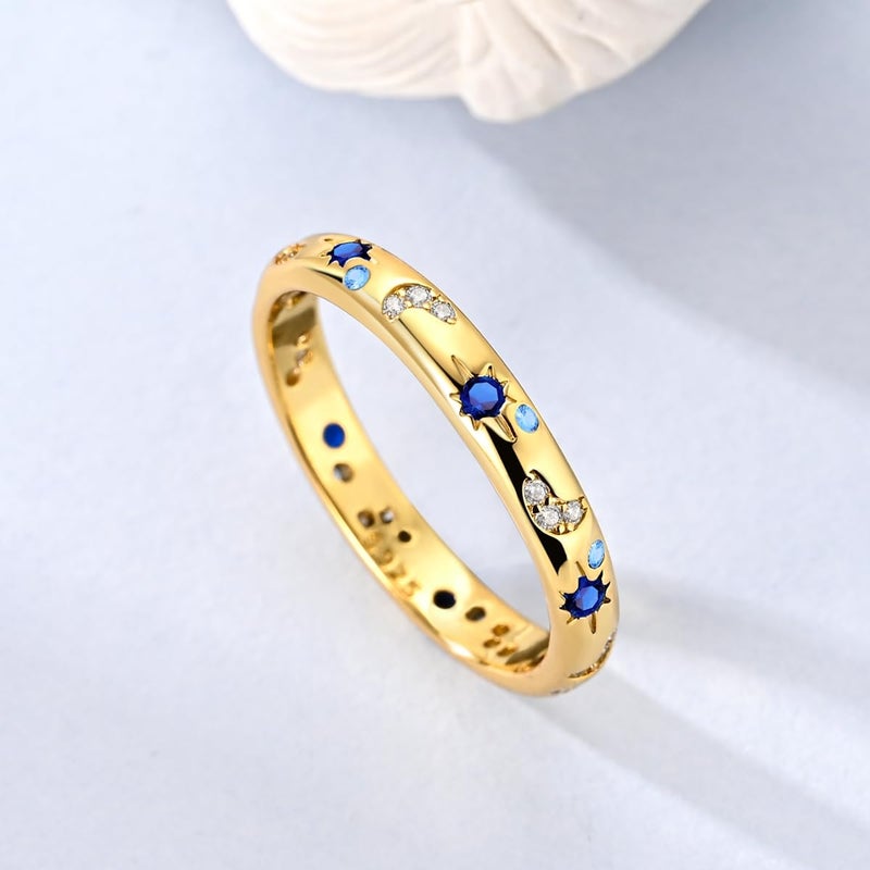 Hapour 925 Sterling Silver Ring for Women,Eternity Gorgeous Rings Stackable Rings for Women as Gifts Ring Size 6(Gold) - Image 4