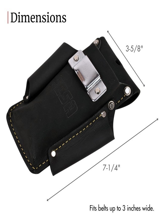 FESA Small Leather Tool Pouch - 4-in-1 Heavy Top Grain Leather Small Tool Pouch with a Steel Tape Measure Clip, 3 Pockets & Reinforced Heavy Duty Rivets - Fits Belts up to 3" - Handcrafted (Black) - Image 5