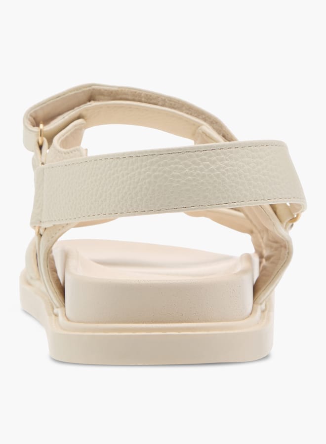 Flora Bella By Shoexpress Womens Textured Strap Sandals With Hook And Loop Closure.  - Image 3