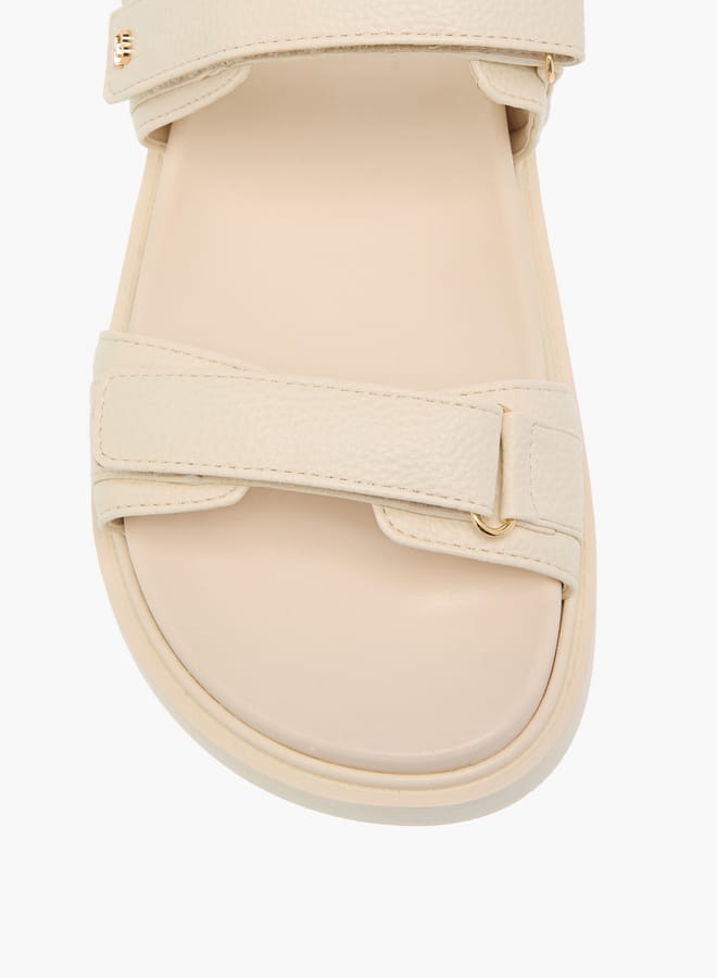 Flora Bella By Shoexpress Womens Textured Strap Sandals With Hook And Loop Closure.  - Image 1