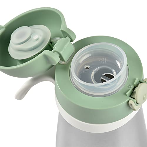 BÉABA BEABA Kids Stainless Steel Insulated Water Bottle, Kids Water Bottle, Toddler Thermos with Spill Proof Spout and Close Top, Perfect for Travel, (Sage) - Image 3