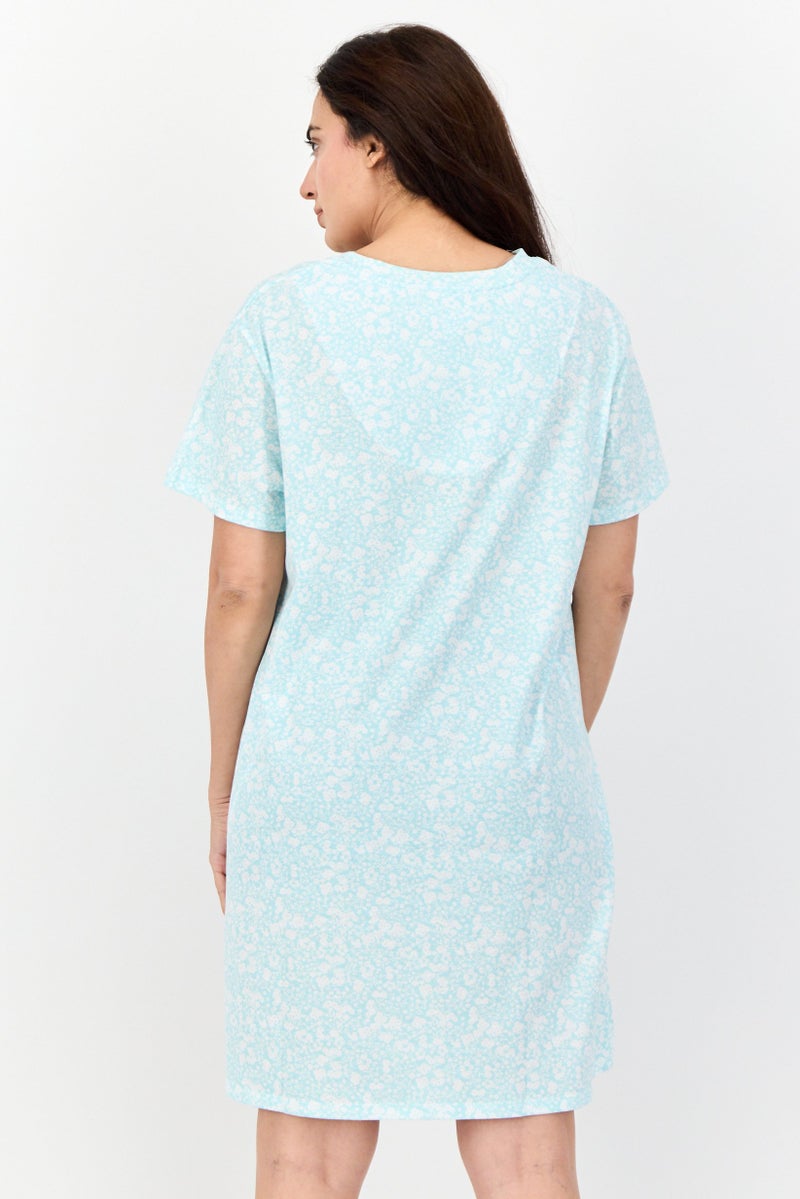 Celestial Dreams Women Floral Print Sleepwear Dress, Multicolor - Image 2