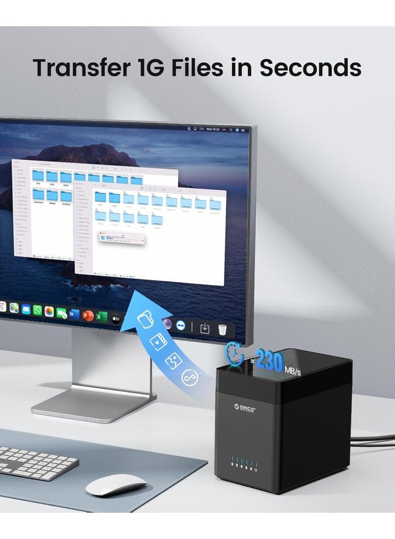 ORICO 5 Bay 3.5 Inch Hard Drive Enclosure USB C to SATA Magnetic Tool-Free External HDD Enclosure with 12V/6.5A Power Adapter for Family Storage Expansion Up to 90TB(5x18) - DS500C3 - Image 3