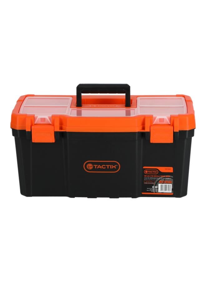Tactix Plastic Tool Box Black and Orange 19.5 Inch - Image 1