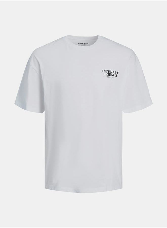 JACK & JONES - Internet Friends Graphic Back Print Ribbed Crew Neck T-shirt - Image 1