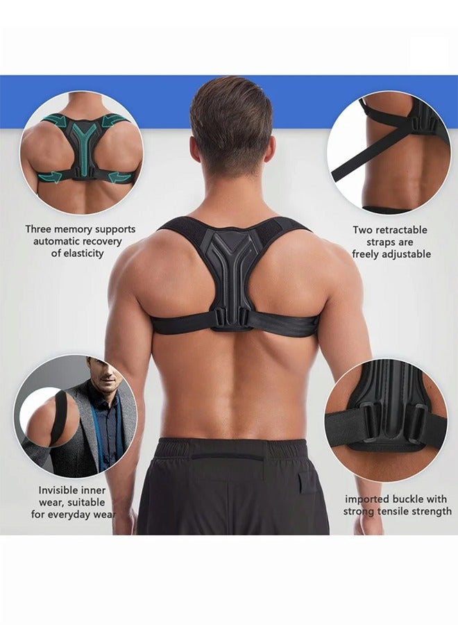 Back Correction Strap, Adjustable Posture Corrector Spine Straightener for Relief of Neck Shoulder Pain Develop Good Seated Standing for Men Women Elderly Teens (1PCS Black, S) - Image 2
