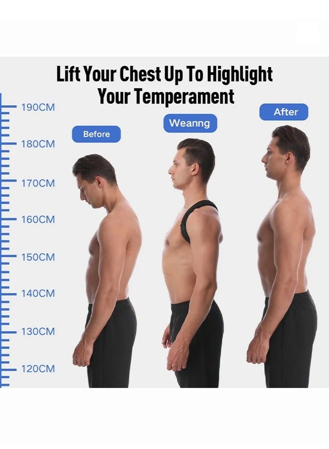 Back Correction Strap, Adjustable Posture Corrector Spine Straightener for Relief of Neck Shoulder Pain Develop Good Seated Standing for Men Women Elderly Teens (1PCS Black, S) - Image 5