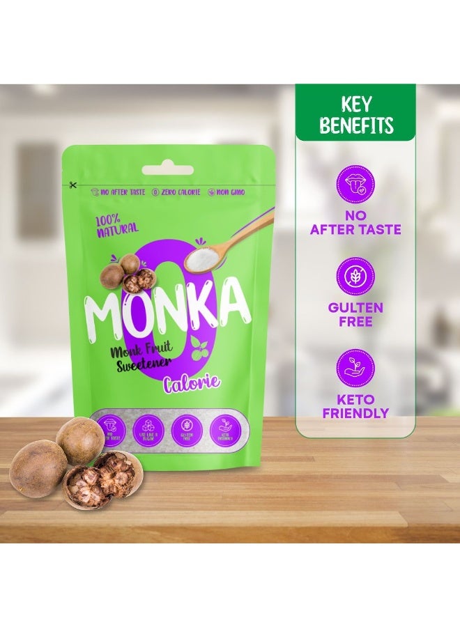 Monka Monk Fruit Sweetener Crystal – Natural Zero Calorie Sugar Substitute | Keto & Diabetic Friendly Sweetener | Low Glycemic Sugar Alternative for Coffee, Tea, Baking & Cooking - Image 2