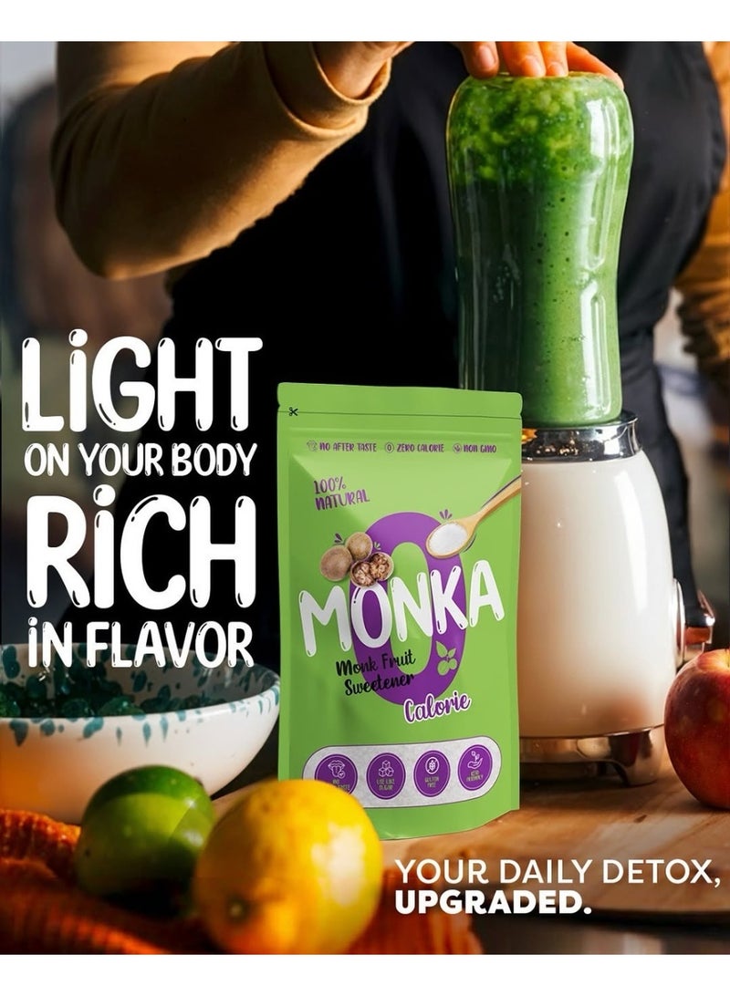 Monka Monk Fruit Sweetener Crystal – Natural Zero Calorie Sugar Substitute | Keto & Diabetic Friendly Sweetener | Low Glycemic Sugar Alternative for Coffee, Tea, Baking & Cooking - Image 3