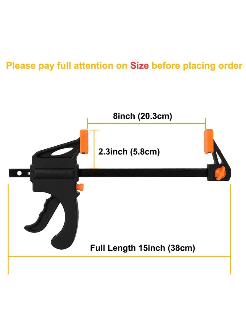 Rubik 8-inch F Clamps Carpenter Tools Quick Grip Clip 8-inch Heavy Duty Bar Clamp Spreader Rocker Clip DIY Hand Tool Kit for Wood Working (Pack of 4pcs) - Image 2