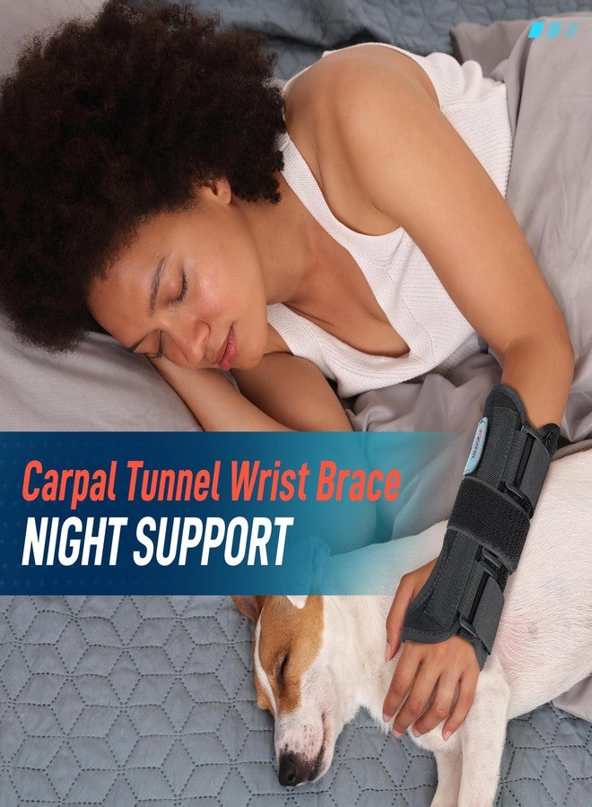 FEATOL Wrist Brace Carpal Tunnel, Night Support Brace with Wrist Splint, Adjustable Straps, Hot/Ice Pack for Women and Men, Left Hand, Medium/Large, Tendinitis, Arthritis, Pain Relief - Image 2