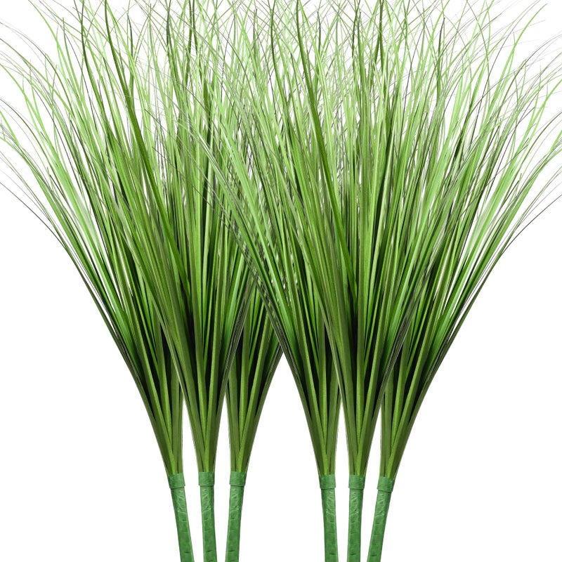 Vlorart 33 Artificial Plants 6 Pack Onion Tall Grass Greenery Faux Fake Grass Shrubs Plant Flowers Wheat Grass for House Home Indoor Outdoor Office Room Gardening Indoor DcorGreen