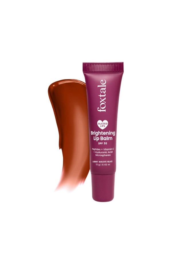 Foxtale SPF 30 Brightening Lip Balm for Dark Lips with Peptides & Vitamin C | Brightens | Hydrates | Tinted Lip Balm - Light Mauve Glaze 12gm - Image 1