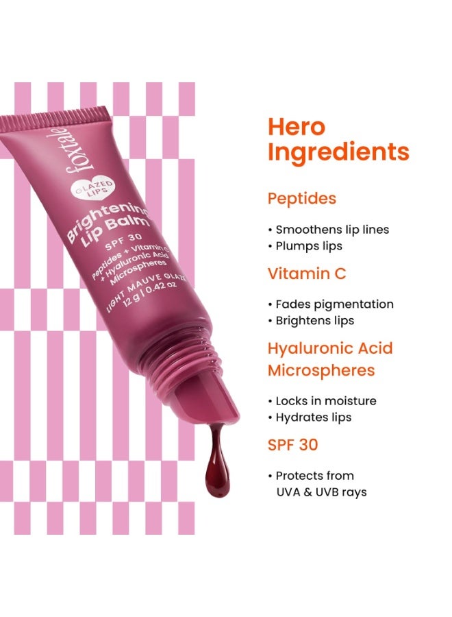 Foxtale SPF 30 Brightening Lip Balm for Dark Lips with Peptides & Vitamin C | Brightens | Hydrates | Tinted Lip Balm - Light Mauve Glaze 12gm - Image 3