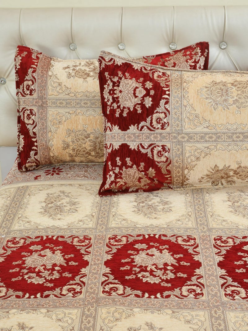 jayvaam Luxury Velvet Bedsheet – King Size Luxury Bed Sheet – Ultra Soft, Cozy & Warm Bedding for Bedroom – Hypoallergenic & Elegant Velvet Texture (Check Mate MEHROON BAZE, Velvet Bedsheet) - Image 2