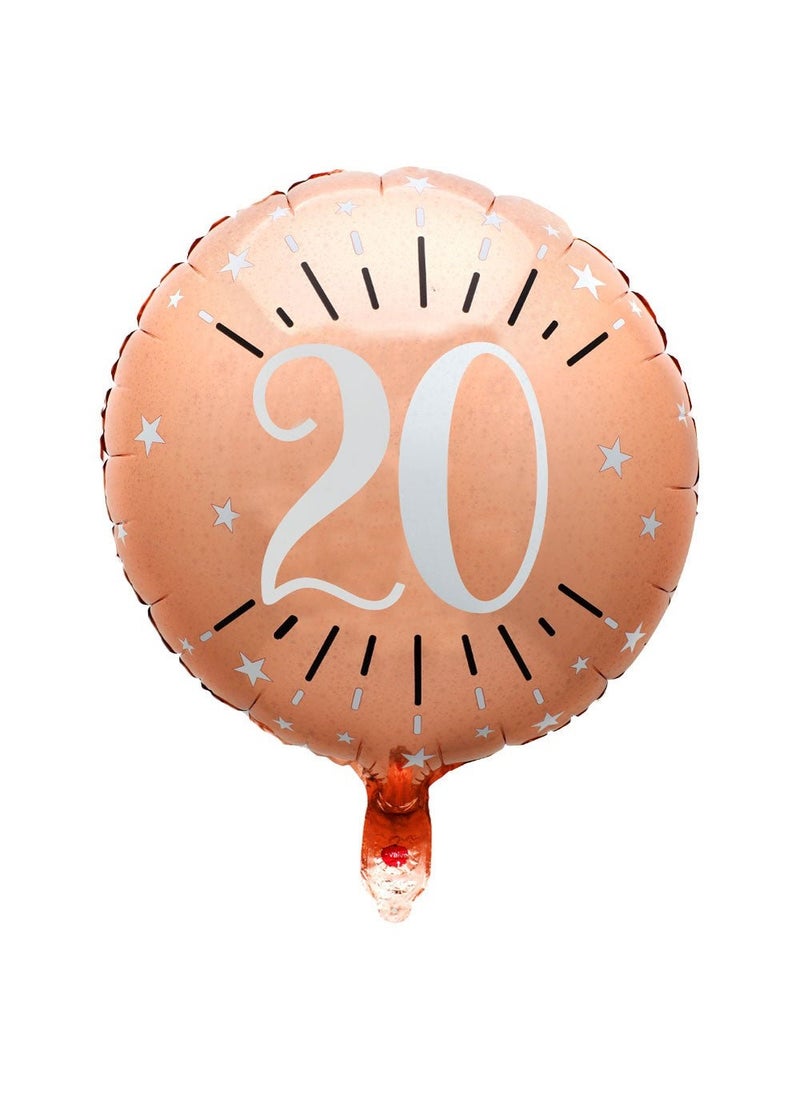 20-Years Birthday Anniversary Foil Balloon Rose Gold 45cm