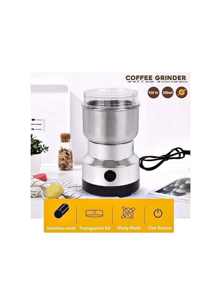 Electric Coffee Grinder, 150W 300ml Stainless Steel Electric Coffee Machine Bean Grinder Blenders for Kitchen Office Home Use Grains Grinding Machine  - Image 3
