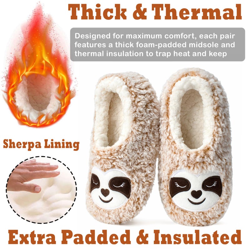 cosyone1997 Sloth Slippers for Women Indoor Soft Sole, Cute Animal Slipper Socks Inspired Style, Adult Size 7â€“8 - Image 4