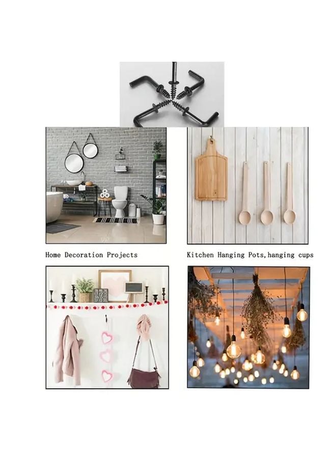 Heavy Duty Black L Shaped Ceiling Hooks Right Angle Corner Hooks With Screws - Image 5