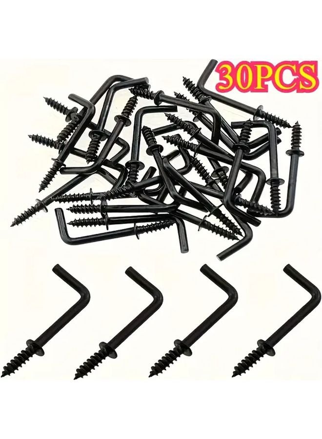 Heavy Duty Black L Shaped Ceiling Hooks Right Angle Corner Hooks With Screws - Image 2
