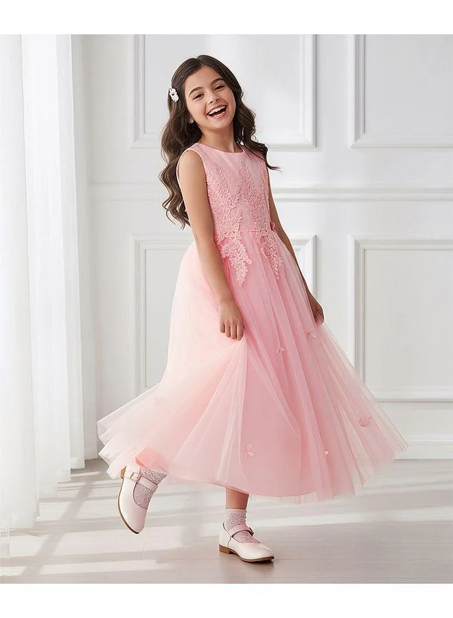 Mark & Mia Mark & Mia Floral Embroidered Flared Long Dress - Pink