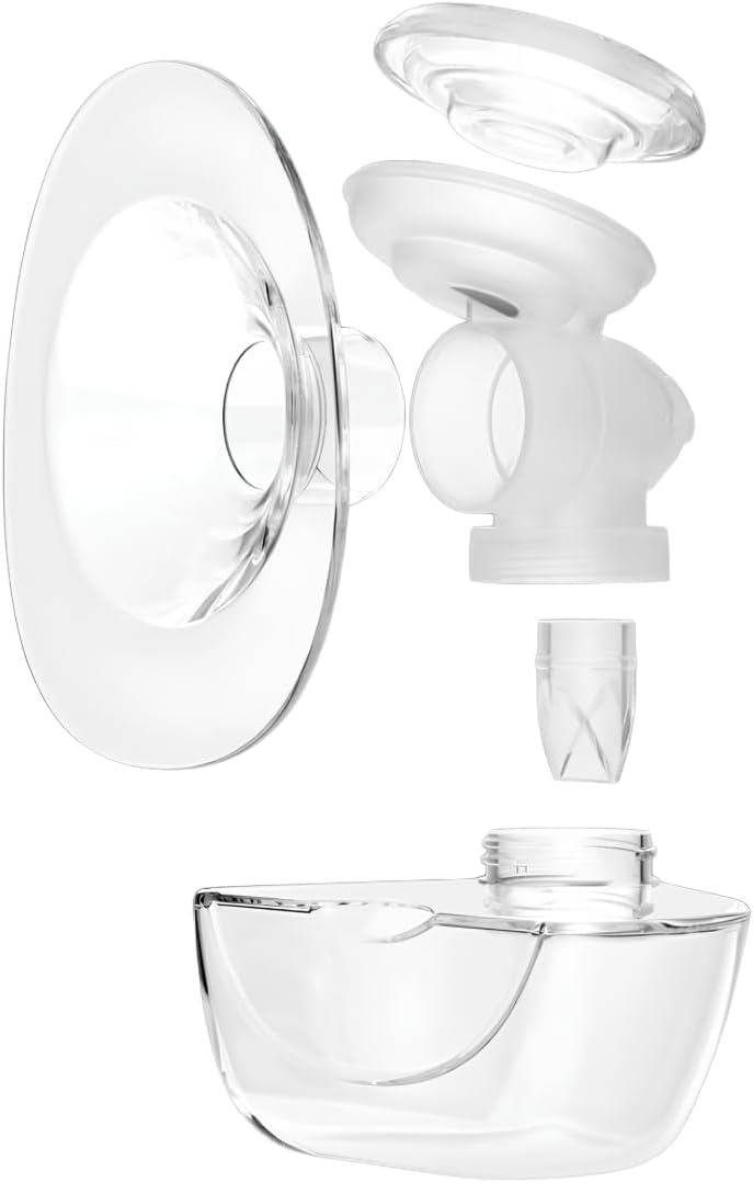 Zomee Fit Breast Shield Replacement Kit Includes 25mm Flange Breast Shield Body Diaphragm Duckbill Valve and 6 oz Removable Portable Milk Bottle Storage Container Pump Not Included