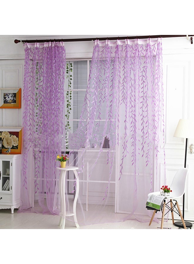NIBEMINENT Willow Voile Tulle Windows Curtain Purple 100 x 200cm - Image 1
