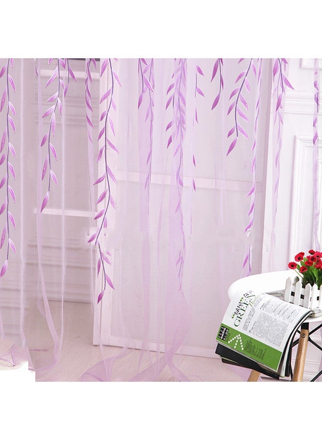 NIBEMINENT Willow Voile Tulle Windows Curtain Purple 100 x 200cm - Image 2