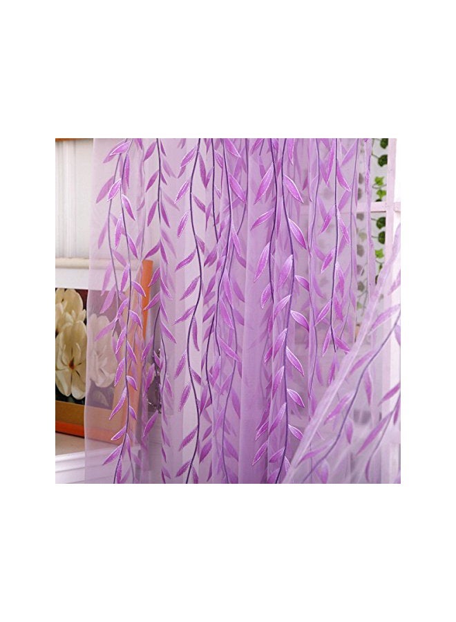 NIBEMINENT Willow Voile Tulle Windows Curtain Purple 100 x 200cm - Image 4