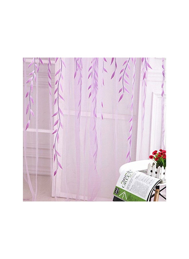 NIBEMINENT Willow Voile Tulle Windows Curtain Purple 100 x 200cm - Image 3