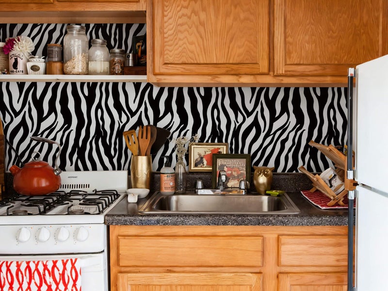Fiula Zebra Peel and Stick Wallpaper Black and White Wallpaper 78.7 "x16.1 Zebra Contact Paper for Bedroom Waterproof Removable Shelf Liner Decal Vinyl Roll - Image 1