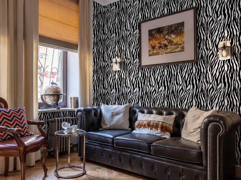 Fiula Zebra Peel and Stick Wallpaper Black and White Wallpaper 78.7 "x16.1 Zebra Contact Paper for Bedroom Waterproof Removable Shelf Liner Decal Vinyl Roll - Image 3