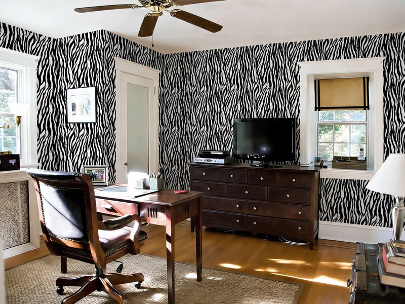 Fiula Zebra Peel and Stick Wallpaper Black and White Wallpaper 78.7 "x16.1 Zebra Contact Paper for Bedroom Waterproof Removable Shelf Liner Decal Vinyl Roll - Image 2