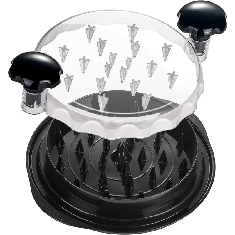 Chicken Shredder 12In Black: Super Anti-Slip Rubber Base - 4 Ball Bearings Visible Design Meat Shredder for Home Kitchen Enchiladas Tacos BBQ Family Cooking - Image 1