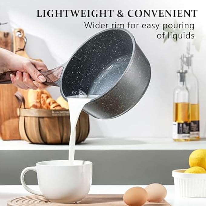 سنسارتي قدر صلصة غير لاصق مع غطاء، وعاء صلصة صغير سعة 2 لتر مع طلاء من الجرانيت السويسري، مقبض StayCool، قدر صلصة صغير متعدد الأغراض، قابل للحث، خالٍ من حمض بيرفلورو الأوكتانويك، 18 سم - Image 4